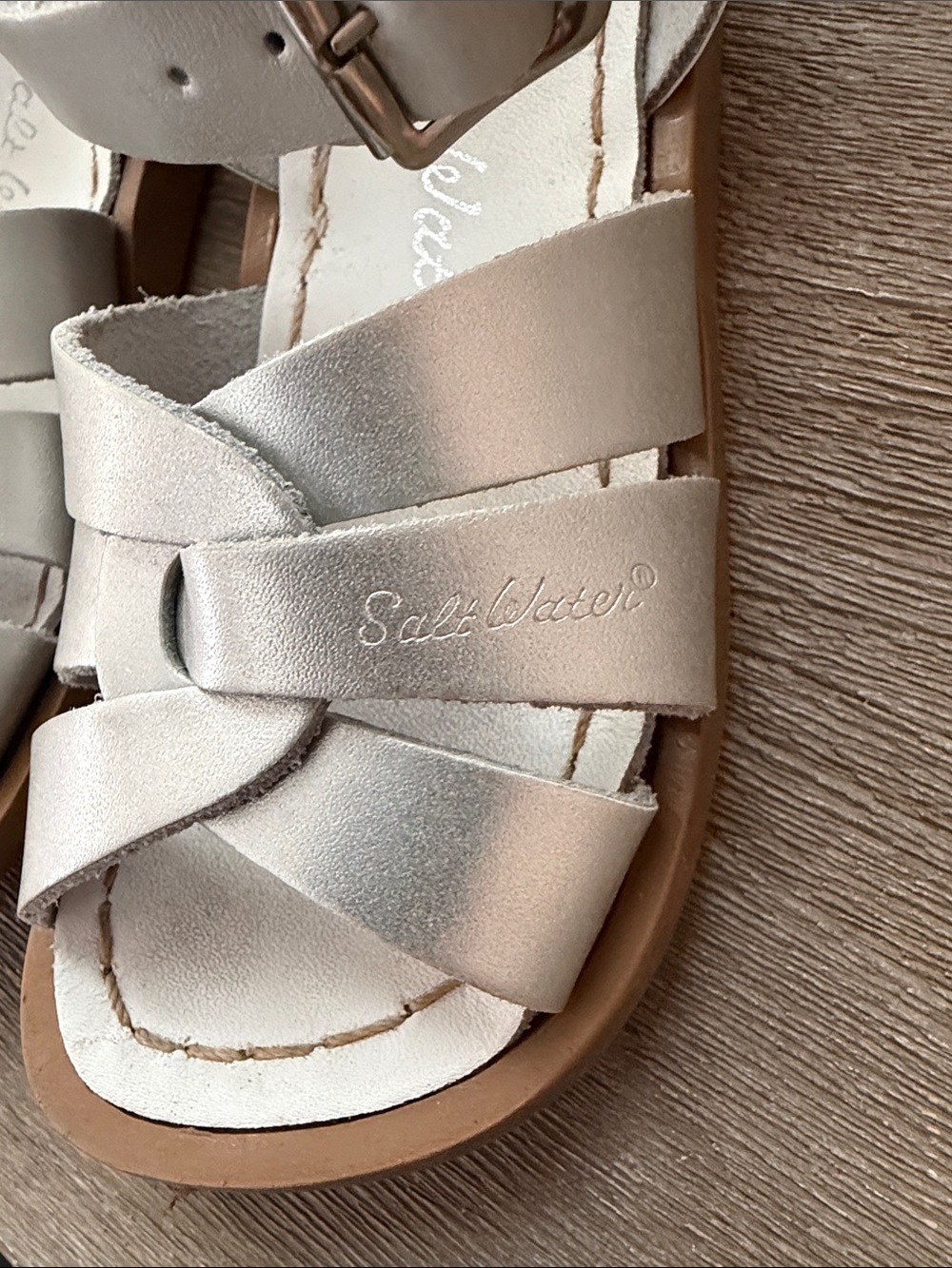 Salt Water Sandals by Hoy Kids Metallic Silver Strappy Buckle Sandals - Picture 3 of 7